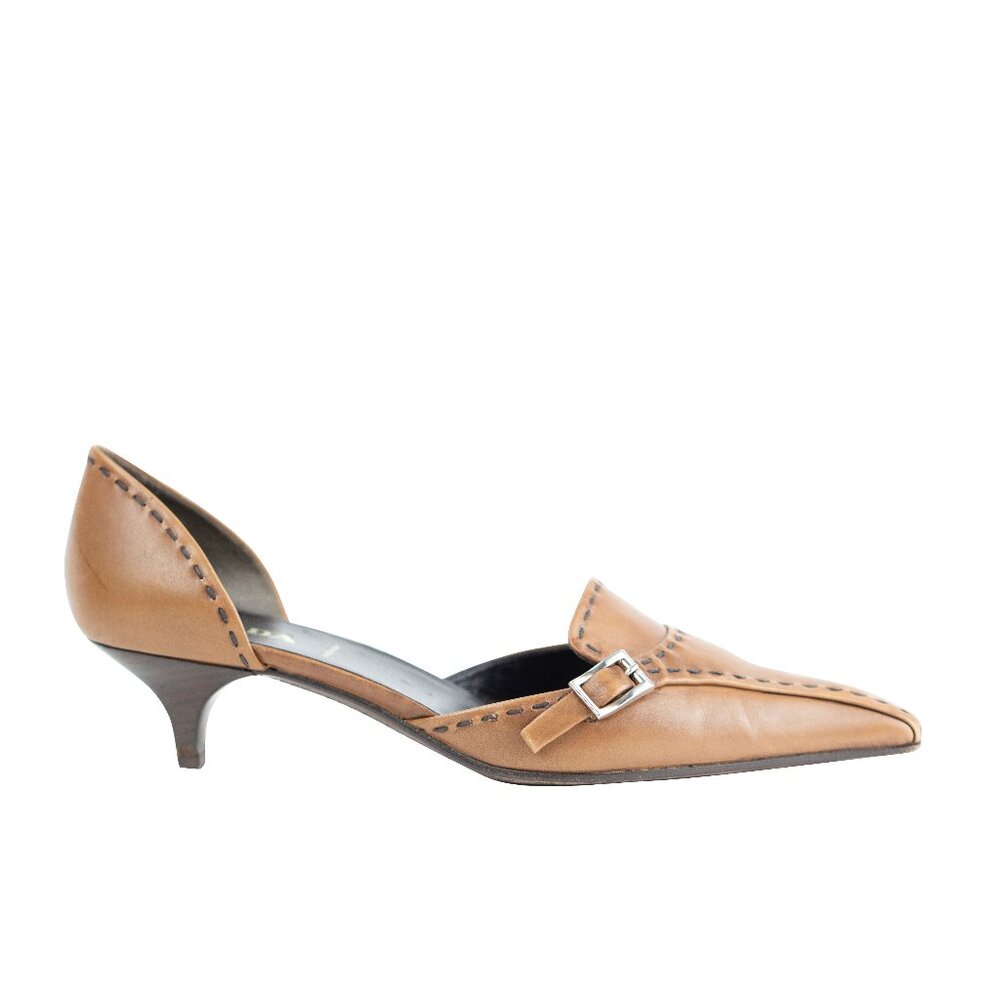 Authentic Prada Cognac Pointy Toe Mules